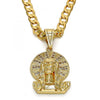 Dije Religioso 05.120.0053 Oro Laminado, Diseño de Jesus, con Micro Pave Blanca, Pulido, Dorado