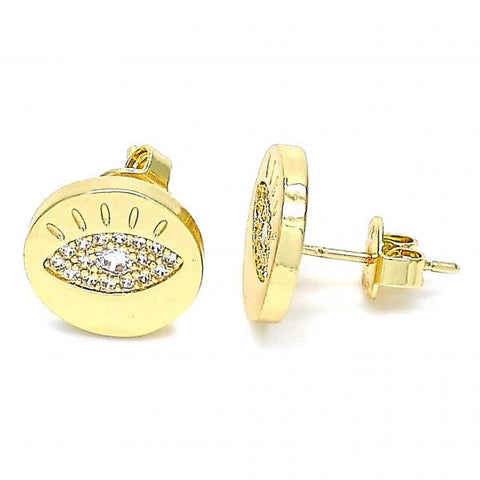 Arete Dormilona 02.156.0444 Oro Laminado, con Micro Pave Blanca, Pulido, Dorado