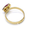 Anillo Multi Piedra 01.239.0002.9 Oro Laminado, Diseño de Corazon, con Cristales de Swarovski Fuchsia, Pulido, Dorado