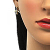 Arete Dormilona 02.193.0009 Oro Laminado, Diseño de Avión, con Micro Pave Blanca, Pulido, Dorado