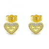 Arete Dormilona 02.156.0631 Oro Laminado, Diseño de Mama y Corazon, Diseño de Mama, con Micro Pave Blanca, Pulido, Dorado