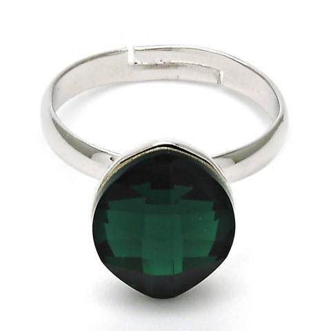 Anillo Multi Piedra 01.239.0008.4 Rodio Laminado, con Cristales de Swarovski Emerald, Pulido, Rodinado