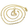 Collares con Dije 04.296.0001.18 Oro Laminado, Diseño de Corazon, con Zirconia Cubica Blanca, Pulido, Dorado