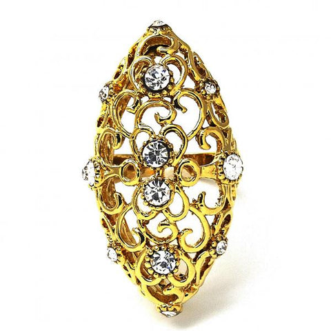 Anillo Multi Piedra 01.118.0021.09 Oro Laminado, con Cristal Blanca, Pulido, Dorado