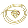 Collares con Dije 04.156.0337.2.20 Oro Laminado, Diseño de Corazon y Manos, Diseño de Corazon, con Micro Pave Granate, Pulido, Dorado