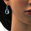 Arete Colgante 02.239.0016.6 Rodio Laminado, Diseño de Gota, con Cristales de Swarovski Aquamarine, Pulido, Rodinado