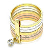 Anillo Multi Piedra 01.253.0040.09 Oro Laminado, Diseño de Semanario, con Cristal Blanca, Diamantado, Tricolor