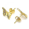 Arete Dormilona 02.156.0456.3 Oro Laminado, Diseño de Mariposa, con Micro Pave Multicolor, Pulido, Dorado