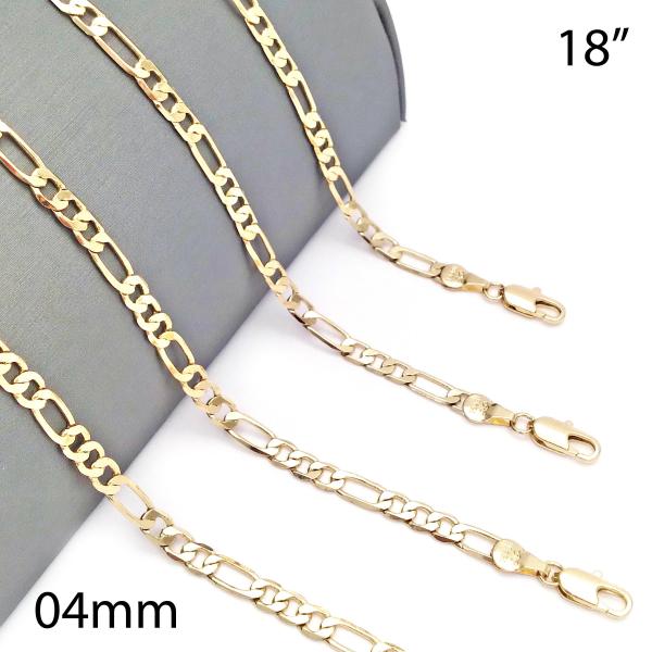 Gargantilla Básica 5.222.015.18 Oro Laminado, Diseño de Figaro, Pulido, Dorado