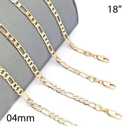 Gargantilla Básica 5.222.015.18 Oro Laminado, Diseño de Figaro, Pulido, Dorado