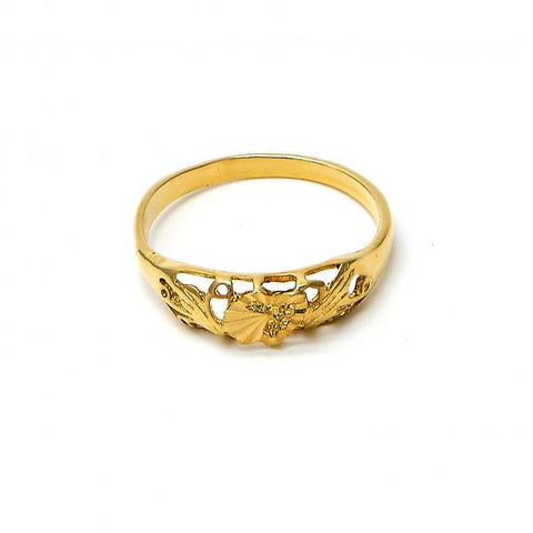 Anillo Elegante 5.174.025.10 Oro Laminado, Diseño de Concha y Corazon, Diseño de Concha, Diamantado, Dorado