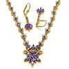 Collar y Arete 06.236.0005.1 Oro Laminado, Diseño de Gota, con Zirconia Cubica Amatista y Blanca, Pulido, Dorado