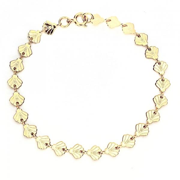 Pulsera Elegante 03.09.0092.07 Oro Laminado, Diseño de Concha, Diamantado, Dorado