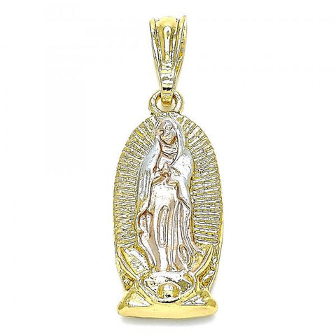 Dije Religioso 05.351.0126.1 Oro Laminado, Diseño de Guadalupe, Pulido, Tricolor