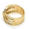 Anillo Multi Piedra 01.210.0045.8.09 Oro Laminado, con Zirconia Cubica Blanca, Pulido, Dorado