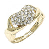 Anillo Multi Piedra 01.372.0001.10 Oro Laminado, Diseño de Corazon, con Cristal Blanca, Pulido, Dorado