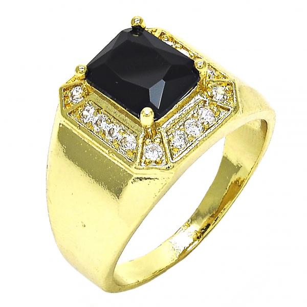 Anillo de Hombre 01.266.0016.1.12 Oro Laminado, con Zirconia Cubica Negro y Blanca, Pulido, Dorado
