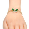 Pulsera Elegante 03.91.0066.07 Oro Laminado, Diseño de Mariposa y Rolo, Diseño de Mariposa, con Zirconia Cubica Verde y CristalBlanca, Pulido, Dorado