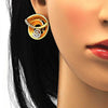 Collar y Arete 06.59.0110.1 Oro Laminado, Diseño de Espiral y Oja, Diseño de Espiral, con Cristal Blanca, Pulido, Dos Tonos