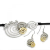 Collar y Arete 06.59.0109 Oro Laminado, Diseño de Espiral y Oja, Diseño de Espiral, con Cristal Blanca, Pulido, Dos Tonos