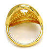 Anillo Multi Piedra 01.241.0001.08 Oro Laminado, Diseño de Llave Griega, con Cristal Blanca, Pulido, Dorado