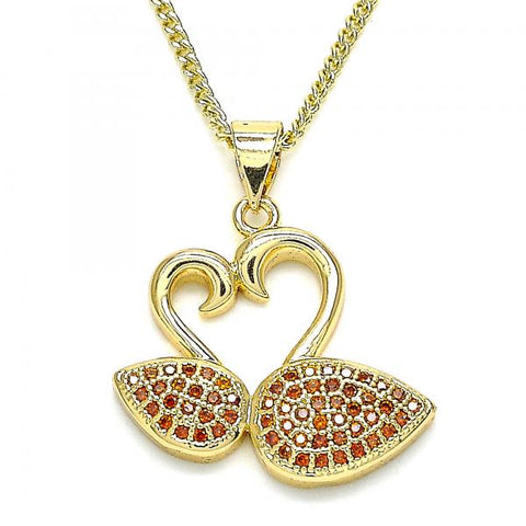 Collares con Dije 04.344.0019.1.20 Oro Laminado, Diseño de Cisne, con Micro Pave Granate, Pulido, Dorado