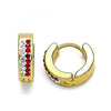 Argolla Huggie 02.230.0072.4.12 Acero Inoxidable, con Cristal Granate y Blanca, Pulido, Dorado