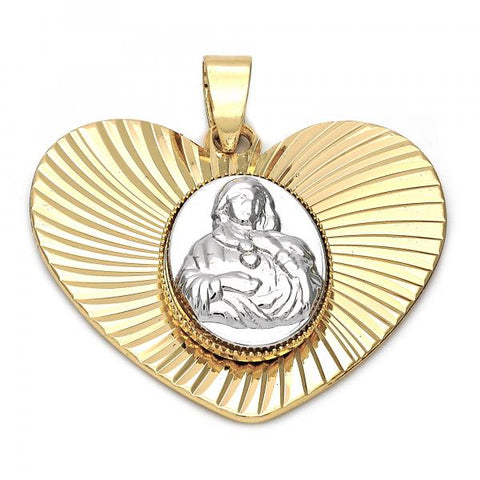 Dije Religioso 5.195.009 Oro Laminado, Diseño de Sagrado Corazon de Jesus, Diamantado, Dos Tonos
