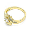 Anillo Multi Piedra 01.210.0135.07 Oro Laminado, Diseño de Oja, con Zirconia Cubica Blanca, Pulido, Dorado