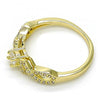 Anillo Multi Piedra 01.99.0084.08 Oro Laminado, con Zirconia Cubica Blanca y Micro PaveBlanca, Pulido, Dorado