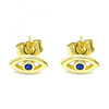 Arete Dormilona 02.156.0605 Oro Laminado, Diseño de Ojo Griego, con Zirconia Cubica Zafiro Azul, Pulido, Dorado