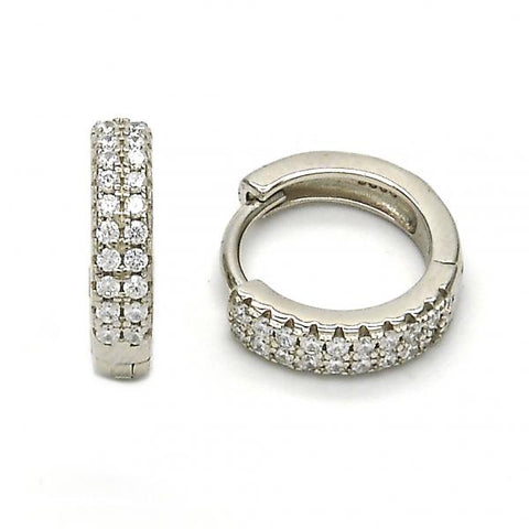 Argolla Huggie 02.175.0079.15 Plata Rodinada, con Zirconia Cubica Blanca, Pulido, Rodinado