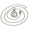 Collares con Dije 04.238.0024.18 Acero Inoxidable, Diseño de Iniciales y Rolo, Diseño de Iniciales, con Cristal Blanca, Pulido, Acero