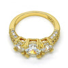 Anillo Multi Piedra 01.284.0017.07 Oro Laminado, con Zirconia Cubica Blanca, Pulido, Dorado