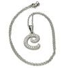Collares con Dije 04.238.0003.1.18 Acero Inoxidable, Diseño de Iniciales y Rolo, Diseño de Iniciales, con Cristal Blanca, Pulido, Acero