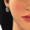 Argolla Huggie 02.210.0084.13.15 Oro Laminado, con Zirconia Cubica Negro y Blanca, Pulido, Dorado
