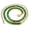 Gargantilla Elegante 04.130.0001.7.12 Oro Laminado, Diseño de Baguette, con Zirconia Cubica Verde, Pulido, Dorado