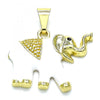 Dije Elegante 05.253.0119 Oro Laminado, Diseño de Elefante, Esmaltado Blanco, Dorado