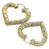 Argolla Grande 02.60.0150.55 Oro Laminado, Diseño de Corazon y Bambu, Diseño de Corazon, Pulido, Dorado