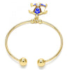Aro Individual 07.63.0204.2 Oro Laminado, Diseño de Tortuga, con Cristal Blanca, Esmaltado Azul, Dorado