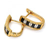 Argolla Huggie 02.267.0012.3.15 Oro Laminado, con Zirconia Cubica Negro y Blanca, Pulido, Dorado