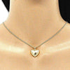 Collares con Dije 04.156.0383.1.20 Oro Laminado, Diseño de Corazon, con Micro Pave Granate y Blanca, Pulido, Dorado