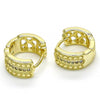 Argolla Huggie 02.186.0120.15 Plata Rodinada, con Micro Pave Blanca, Pulido, Dorado