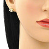 Arete Dormilona 02.156.0605.2 Oro Laminado, Diseño de Ojo Griego, con Zirconia Cubica Blanca, Pulido, Dorado