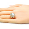 Anillo Multi Piedra 01.210.0103.08 Oro Laminado, con Zirconia Cubica Blanca, Pulido, Dorado
