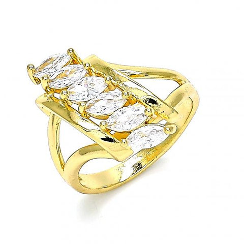 Anillo Multi Piedra 01.283.0024.08 Oro Laminado, con Zirconia Cubica Blanca, Pulido, Dorado