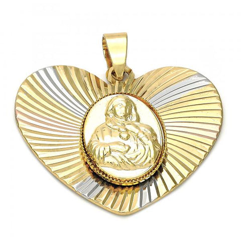 Dije Religioso 5.194.020 Oro Laminado, Diseño de Sagrado Corazon de Maria, Diamantado, Tricolor