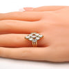 Anillo Multi Piedra 01.210.0054.07 Oro Laminado, con Zirconia Cubica Blanca, Pulido, Dorado