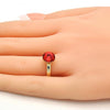 Anillo Multi Piedra 01.239.0009.6 Oro Laminado, con Cristales de Swarovski Padparadscha, Pulido, Dorado