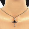 Collares con Dije 04.284.0011.2.22 Oro Laminado, Diseño de Cruz, con Zirconia Cubica Negro y Blanca, Pulido, Dorado